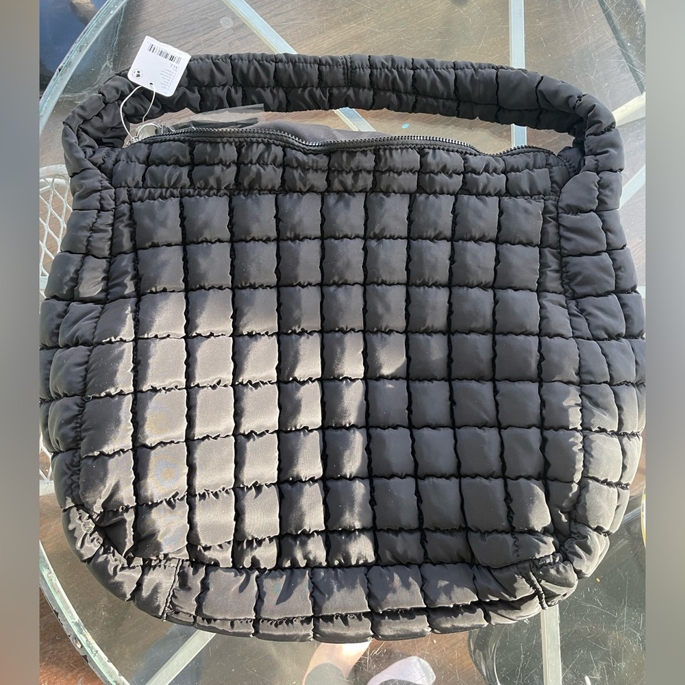 FP Movement Quilted Carryall Free People Puffer Tote Bag Black NWT NEW